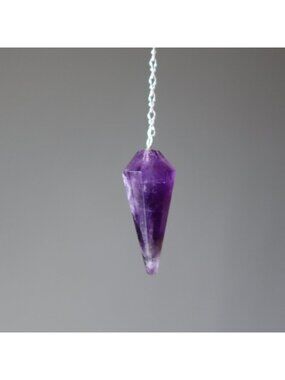 Amethyst Pendulum Answer Me Sterling Silver Faceted Purple Crystal Dowsing Tool